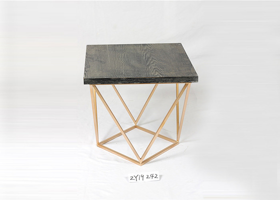 Rose Gold Metal Shelf Black Wood Coffee Tea Table