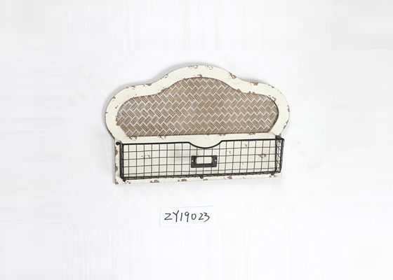 Country Iron Wire Metal Handcrafted Wooden Crate Basket