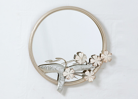 Wrought Frame Decorative Framed Metal Flower Mirror