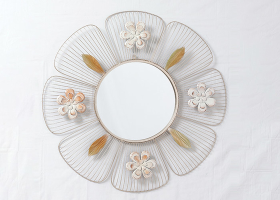 Wrought Frame Decorative Framed Metal Flower Mirror