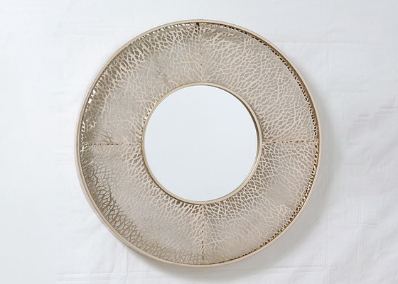 Round Rose Gold Painting Metal Wall Art Mirror
