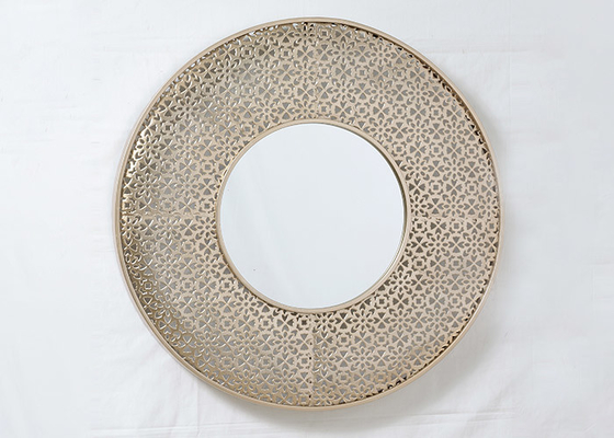 Round Rose Gold Painting Metal Wall Art Mirror