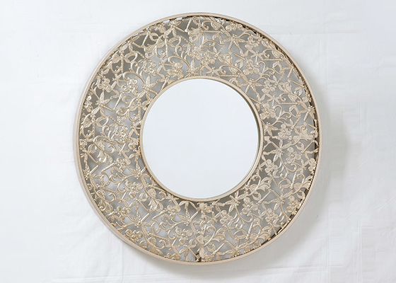 Round Rose Gold Painting Metal Wall Art Mirror