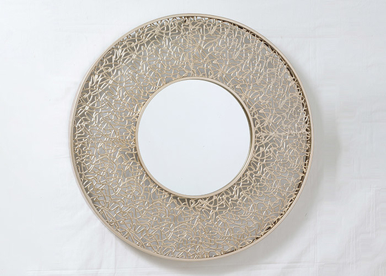 Round Rose Gold Painting Metal Wall Art Mirror