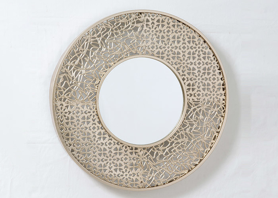 Round Rose Gold Painting Metal Wall Art Mirror