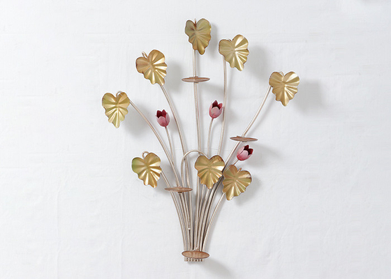 Home Decor Gold Art Hanging Flowers Sconce Candle Holder